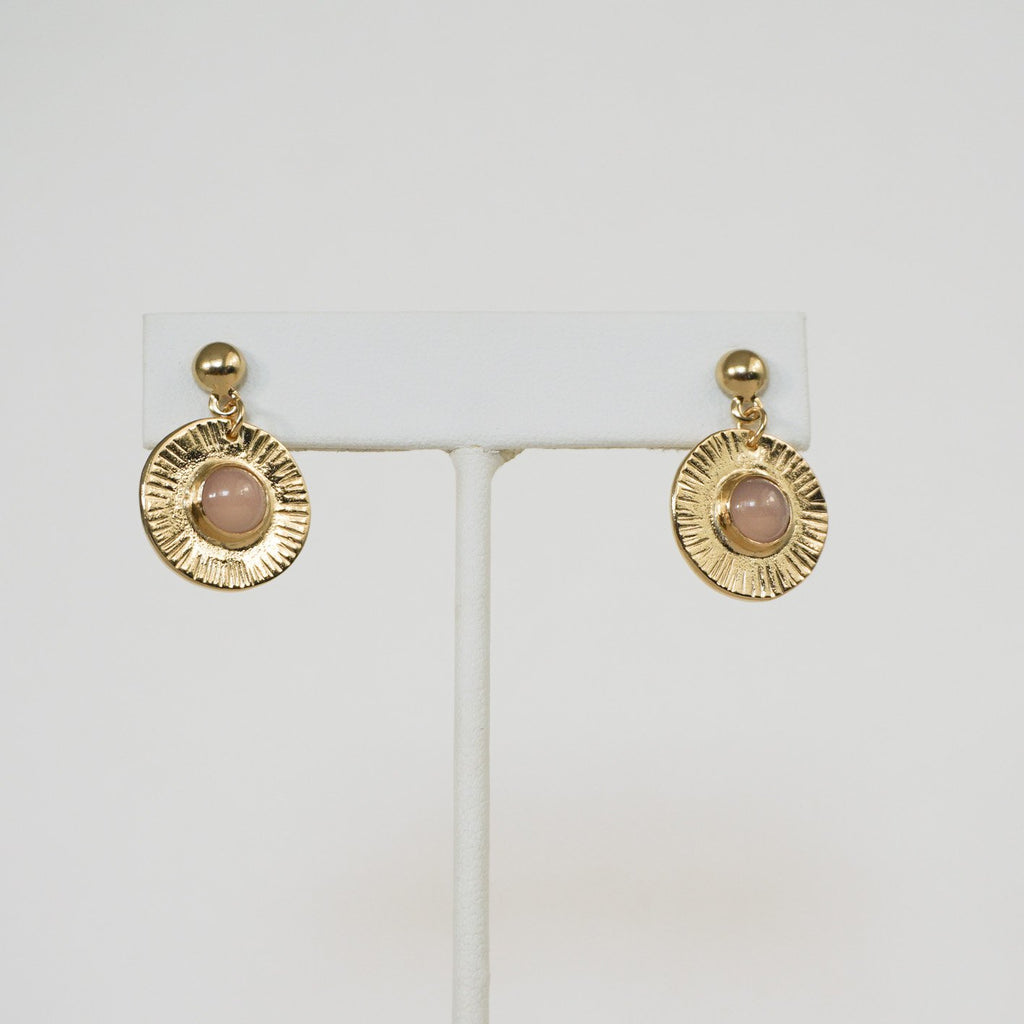 Aretes Redondos Cuarzo Rosa